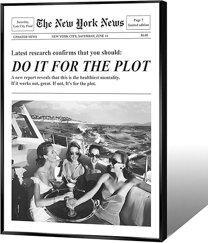 Miniatura 9 de FBKDVC Póster de periódico moderno en blanco y negro con estampado de revistas retro «Do It For The Plot Hot Girls» («Do It For The Plot Hot Girls»)
