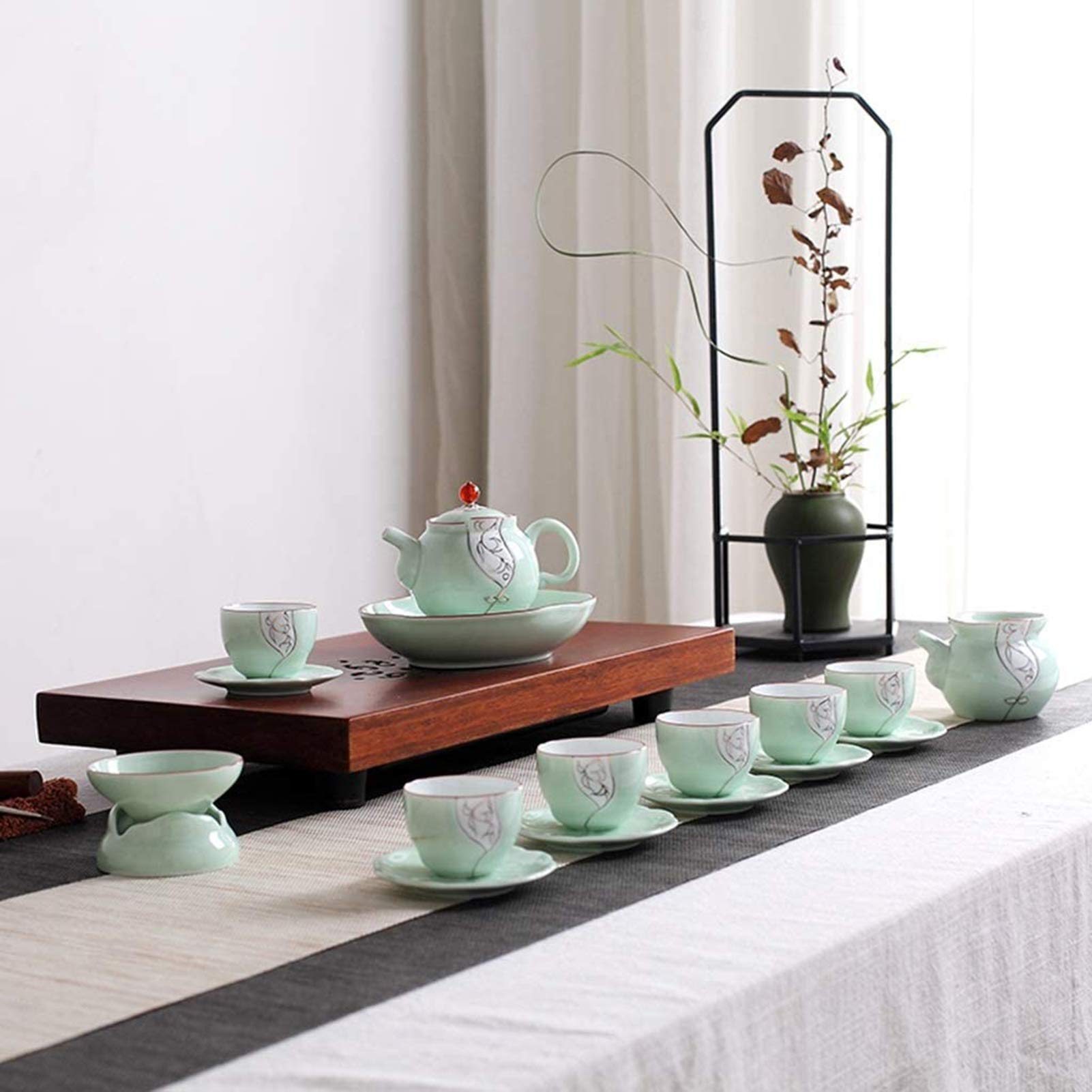 NZPOST Schüssel-Set mit Keramikdeckel, handbemaltes blaues und weißes Porzellan, Büro-Teetasse und Teekanne, Elegantes Wohnzimmer-Set mit Kung-Fu-Tee-Set