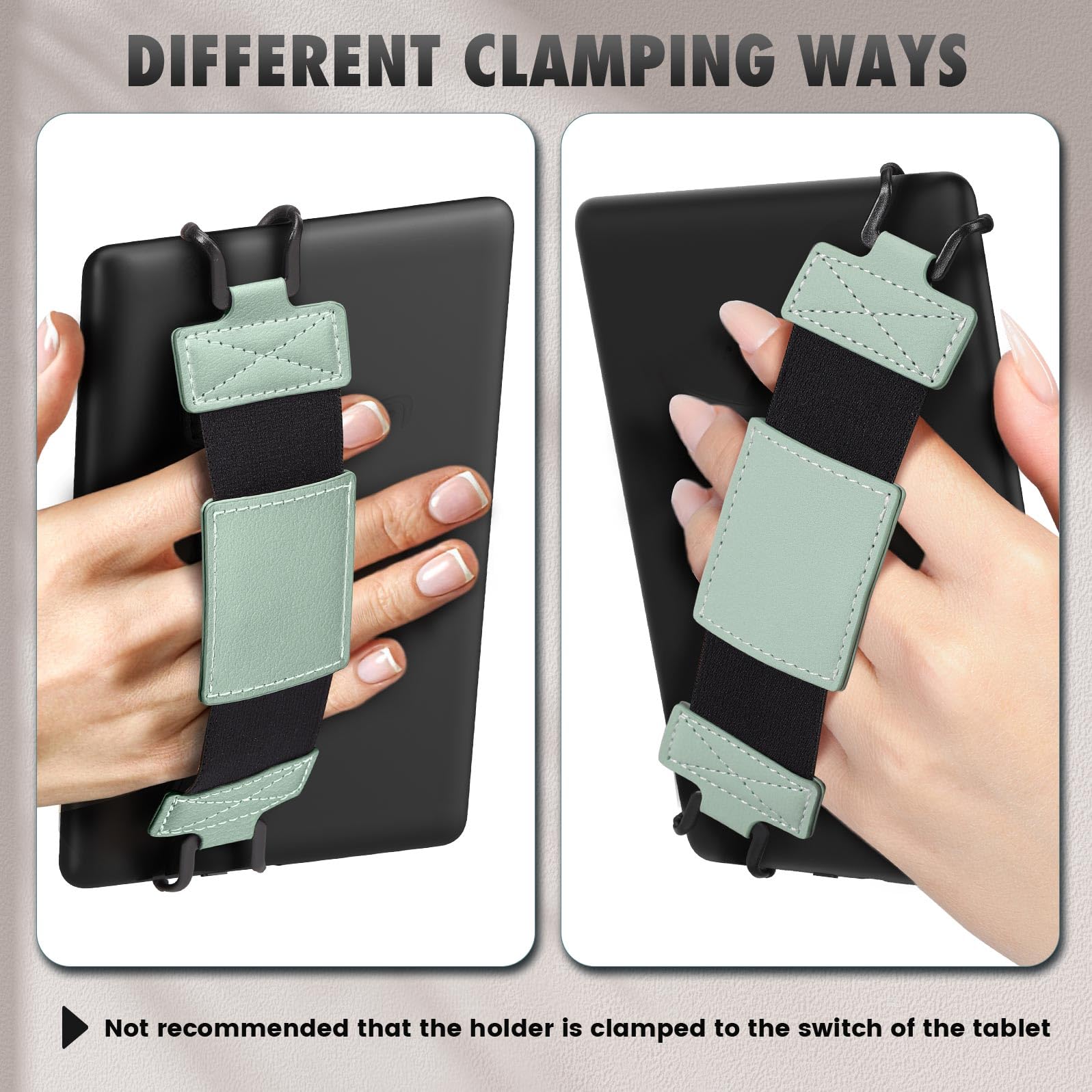 MoKo Dragonne Souple pour 6-8" eReaders Fire Tablet -Kobo/Voyaga/Sony Kindle E-Book, Sangle de Sécurité Tablette Polyvalente à Haute Élasticité Légère Support Antidérapante, Menthe Verte