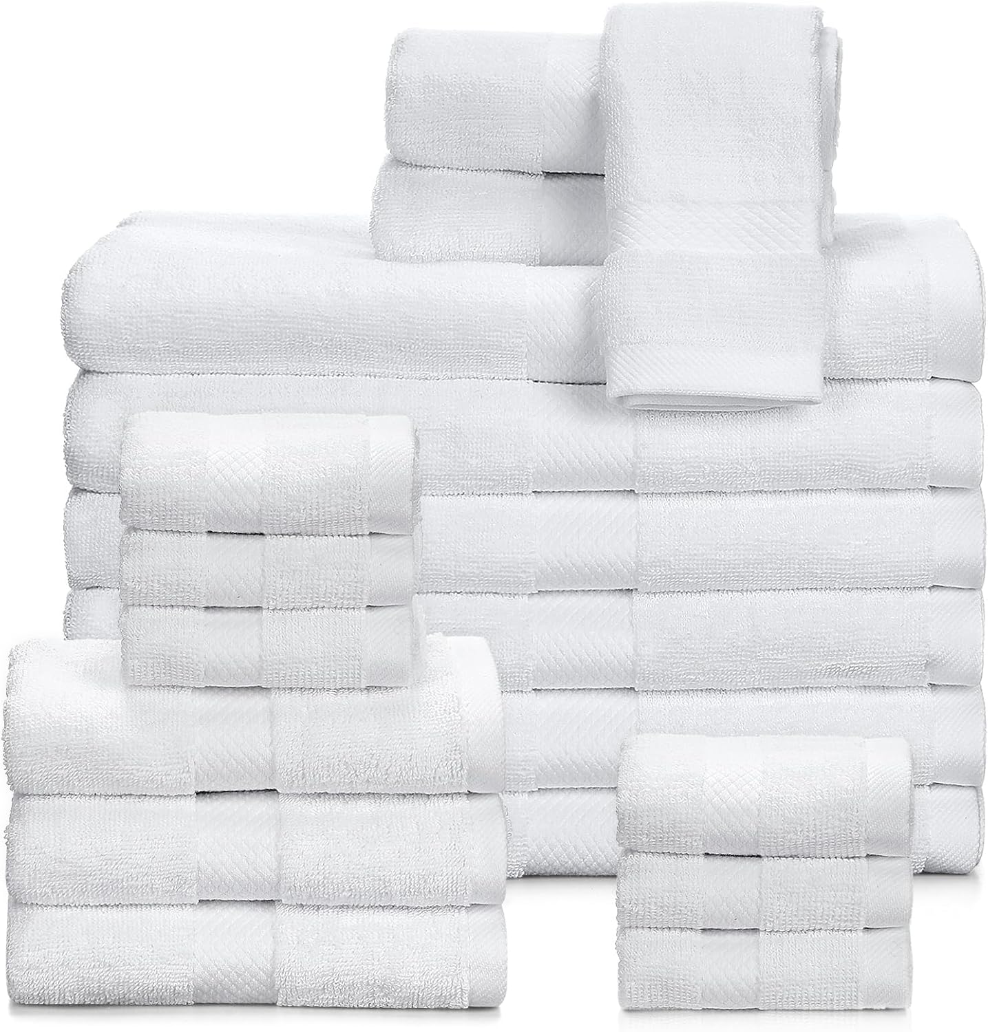 Newwiee 18 Pieces White Bath Towel Set Including 6 Bath