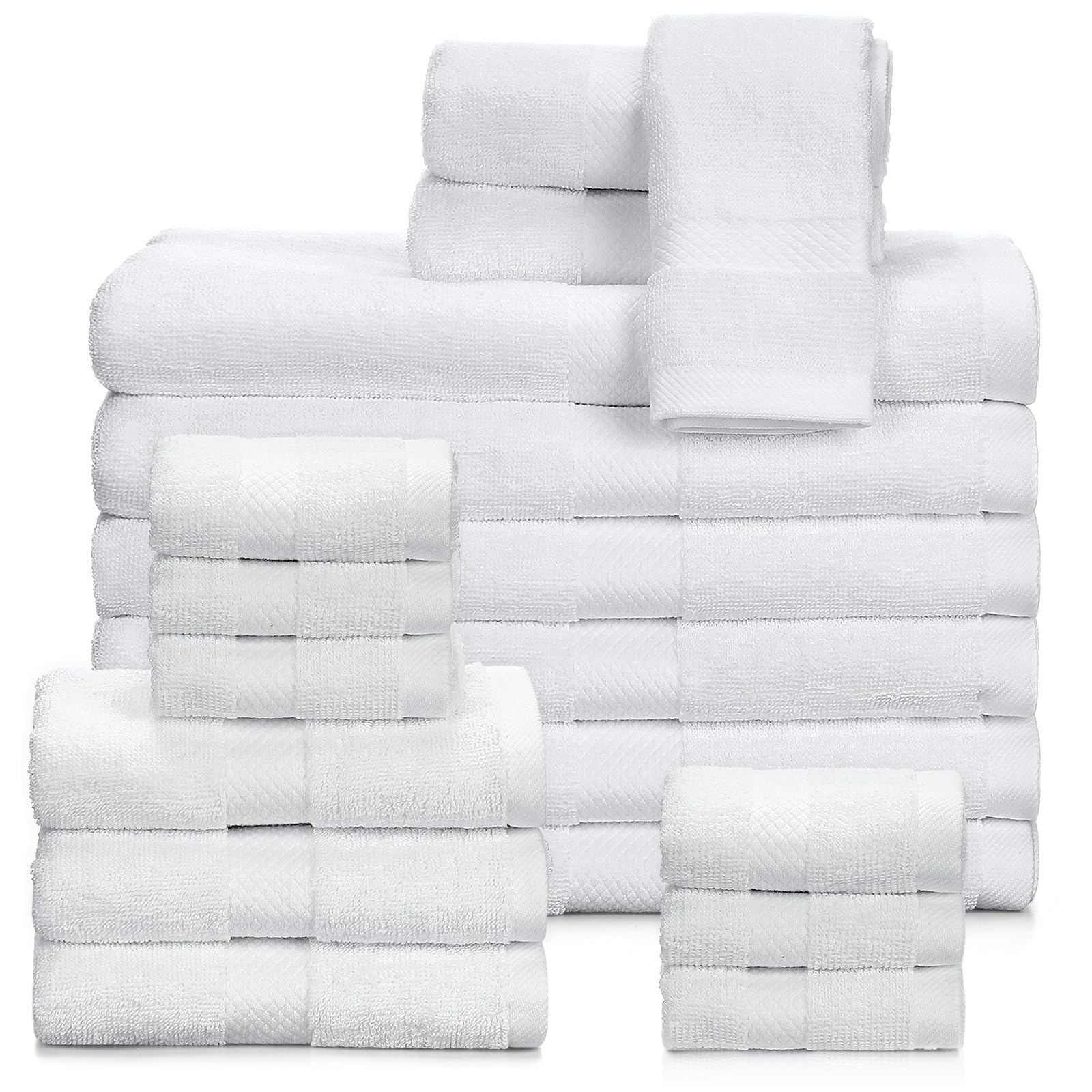 Newwiee 18 Pieces White Bath Towel Set Including 6 Bath Towels 6 Hand