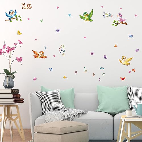 Miniatura 5 de 88 piezas de calcomanías de ventana de pájaros cantantes para primavera y verano calcomanías de PVC estáticas anticolisión calcomanías para ventana