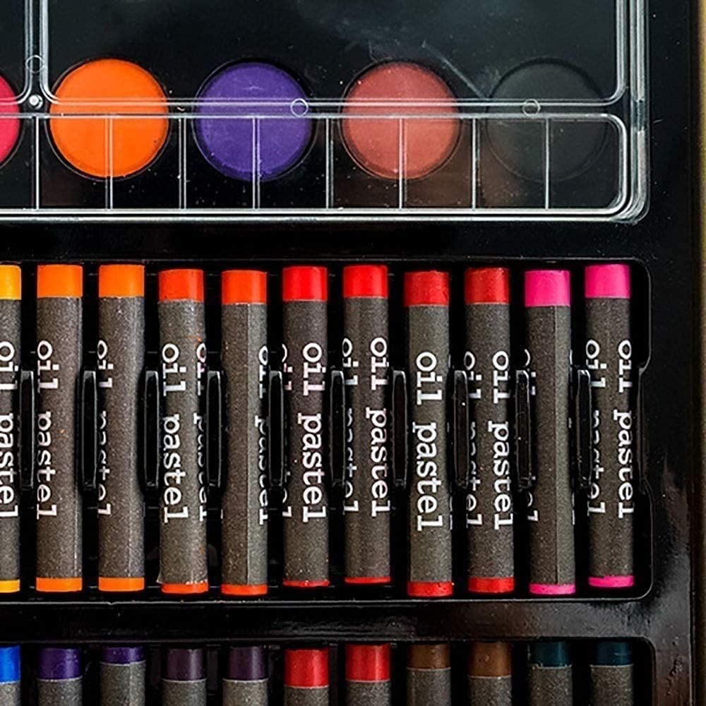 251 pièces Deluxe Art Set, Navette Art Art Art dans étui en Bois, Dessin de Peinture Kit d'art avec Crayons Pastels d'huile Aquarelle gâteaux Aquarelle Croquis pour Enfants Adultes