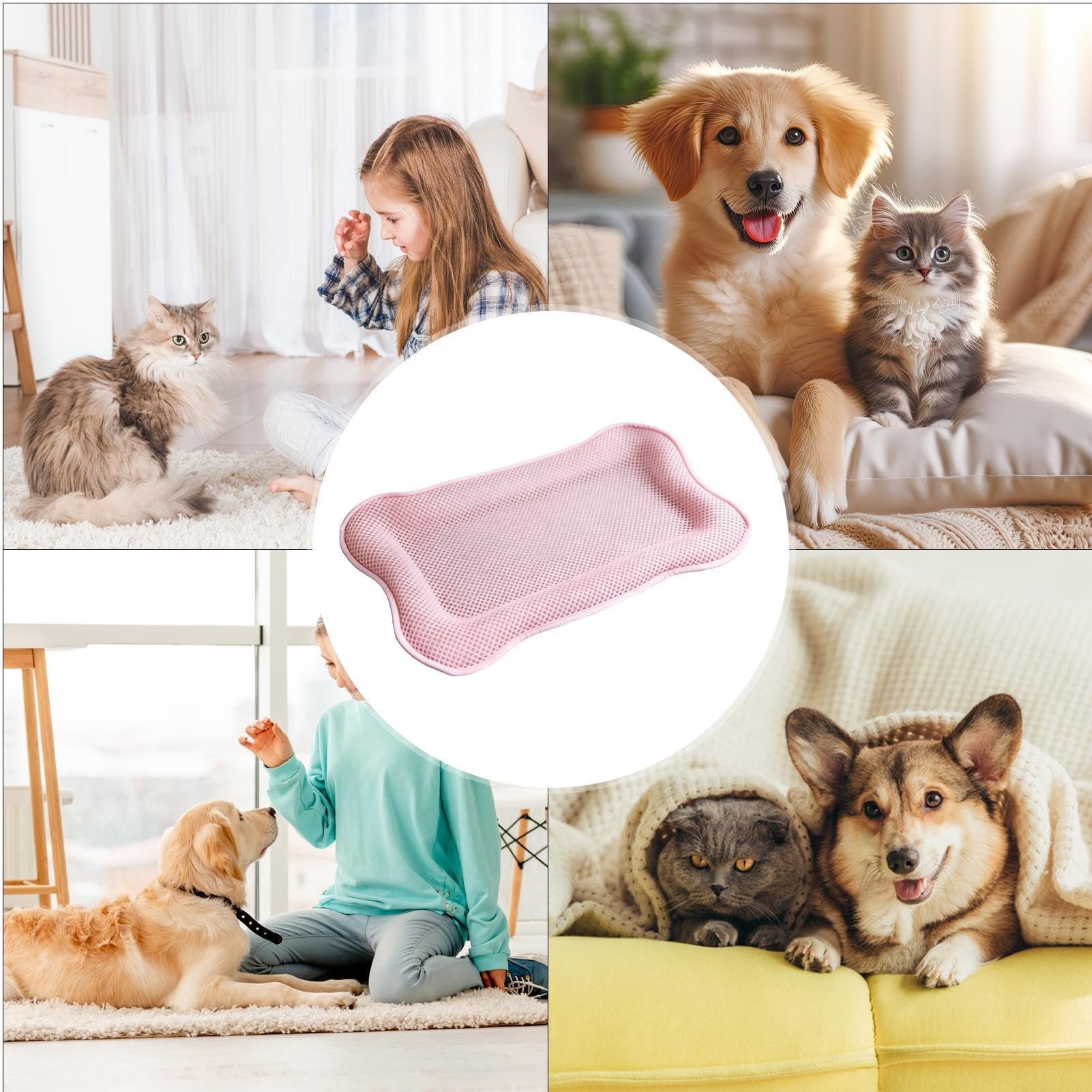 Generico Tappetino Rinfrescante Cani | 41,9 x 57,9 cm Forma a osso lavabile - Tappetino Rinfrescante Estivo Gatti,per Interni Esterni Casa Balcone Auto Viaggio Patio Trasportino Spiaggia