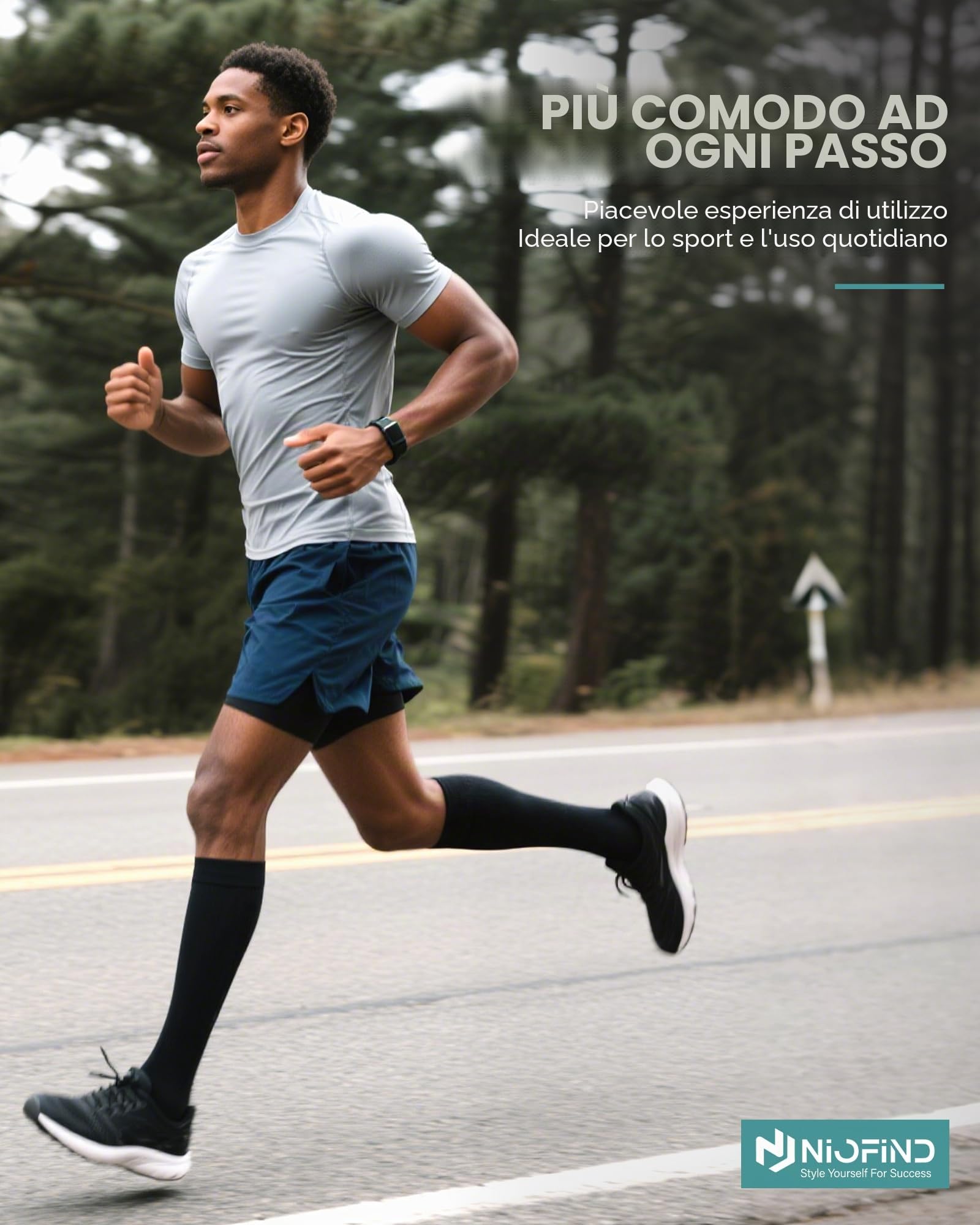 Niofind Calze a Compressione Graduata Donna e Uomo – 2 Paia di Calze al Ginocchio e Calze Elastiche – In Cotone 65% – Ideali per Sport, Lavoro, Viaggio e Gravidanza