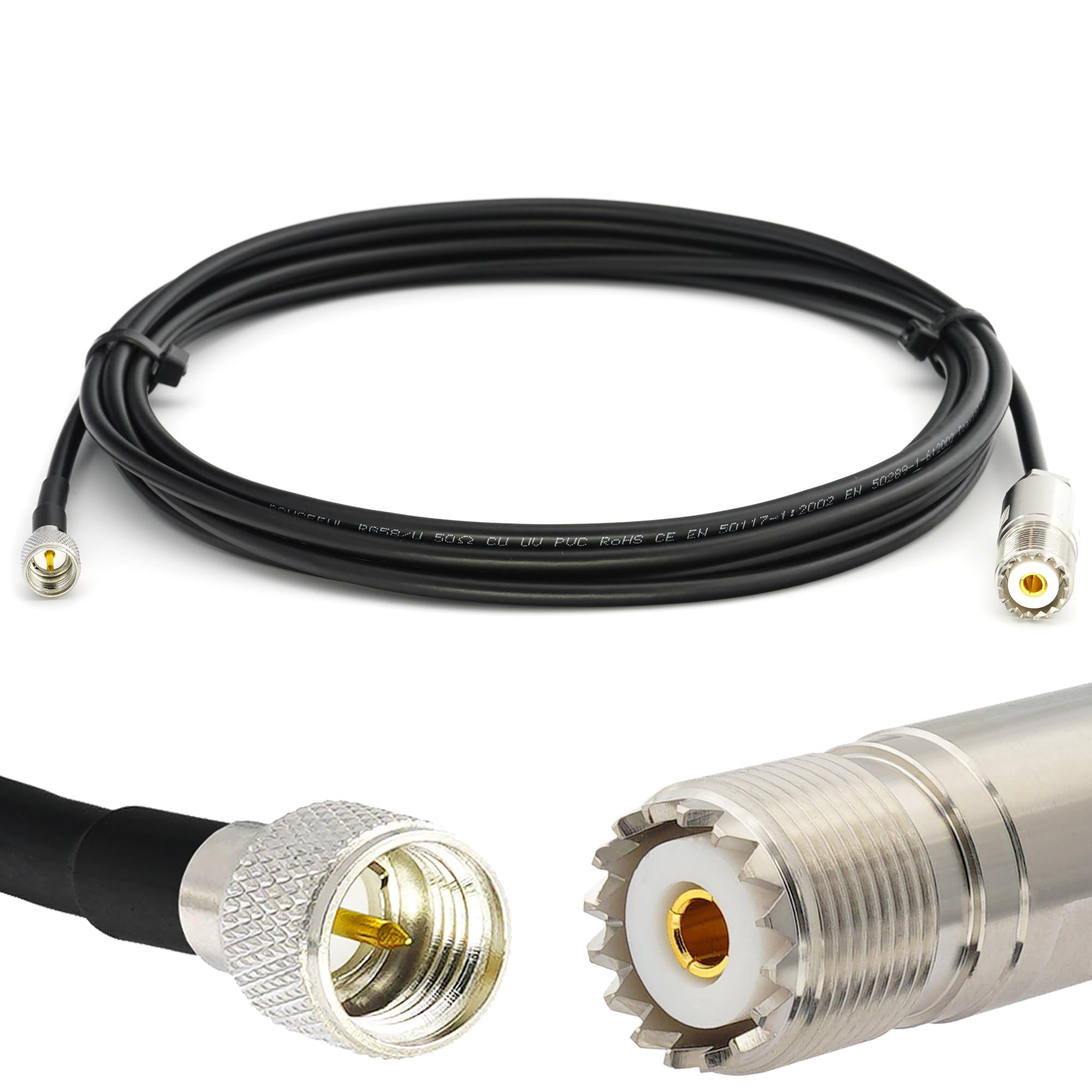 PL259 to SO239 RG58 C/U Military Spec Coax RF Patch Lead 50 Ohm 50cm