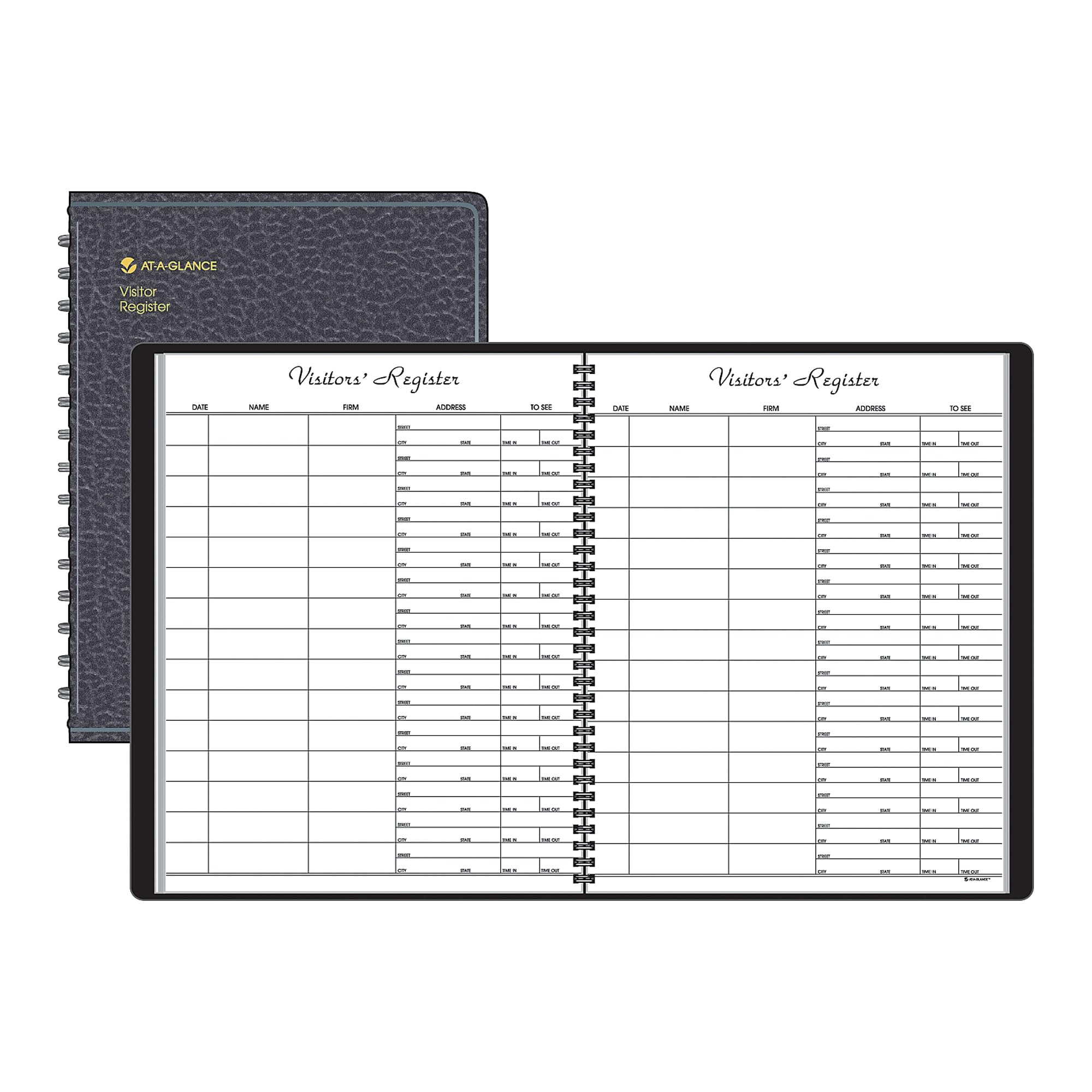 AT-A-GLANCE 8058005 księga gości z materiału pochodzącego z recyklingu, czarna, 21,6 x 28,9 cm
