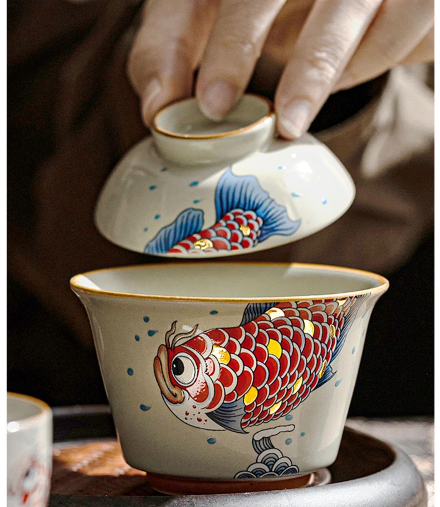 小皿 盃 トレー 筆洗 中国骨董 茶杯 鯉 水辺 銘 コレクション 小皿 盃