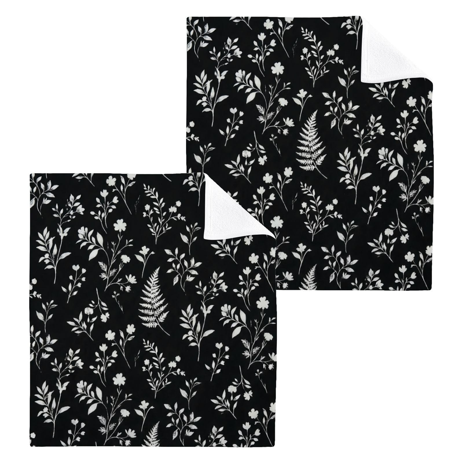 BOESI Botanical Pattern 12x12in Cotton Washcloth,Face Towel