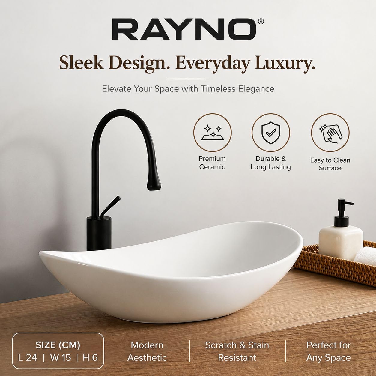 White Ceramic Tabletop Wash Basin - Vessel Sink for Home & Hotel -5 White Ceramic Tabletop Wash Basin - Vessel Sink for Home & Hotel -5