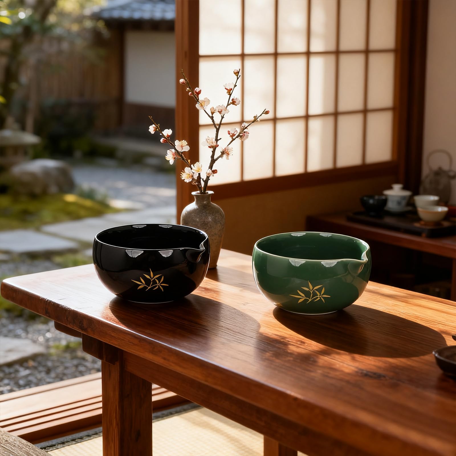 Juego de batidor de matcha, cuenco de cerámica con boquilla, batidor y soporte para matcha, cuchara y cuchara de bambú, soporte para cuchara, tamiz, toalla, kit completo de 8 piezas para