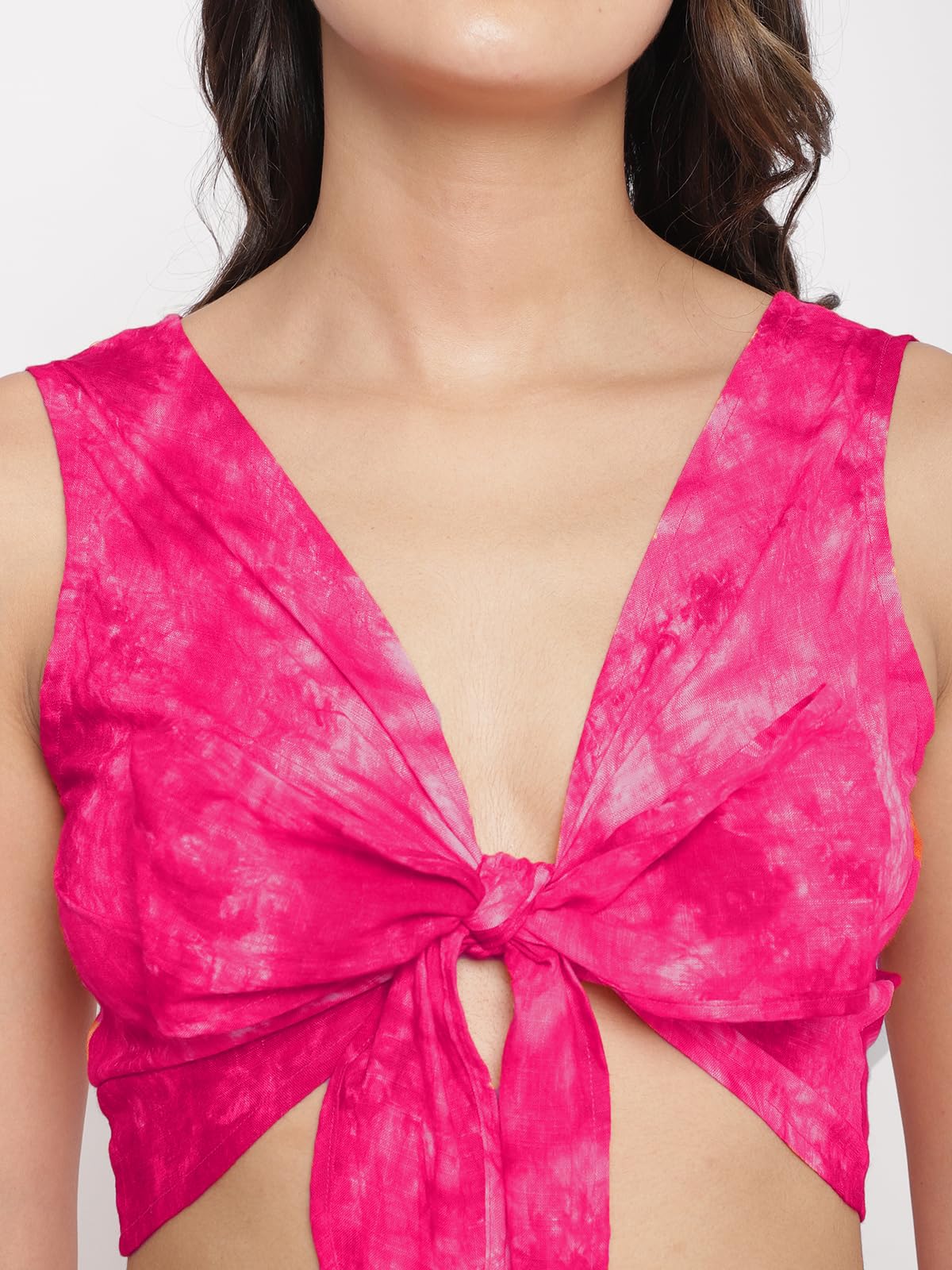 EROTISSCH Tie & Dye Printed Pure Cotton Sleeveless Relaxed-Fit Swim Set for Women Teen Pink 2