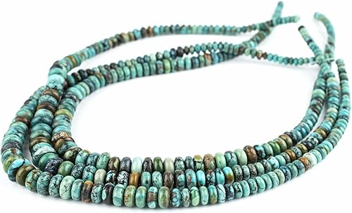 Miniatura 3 de TheBeadChest cuentas graduadas Rondelle turquesa de 0.157-0.394 in, piedra preciosa de disco verde, hebra de 16 pulgadas
