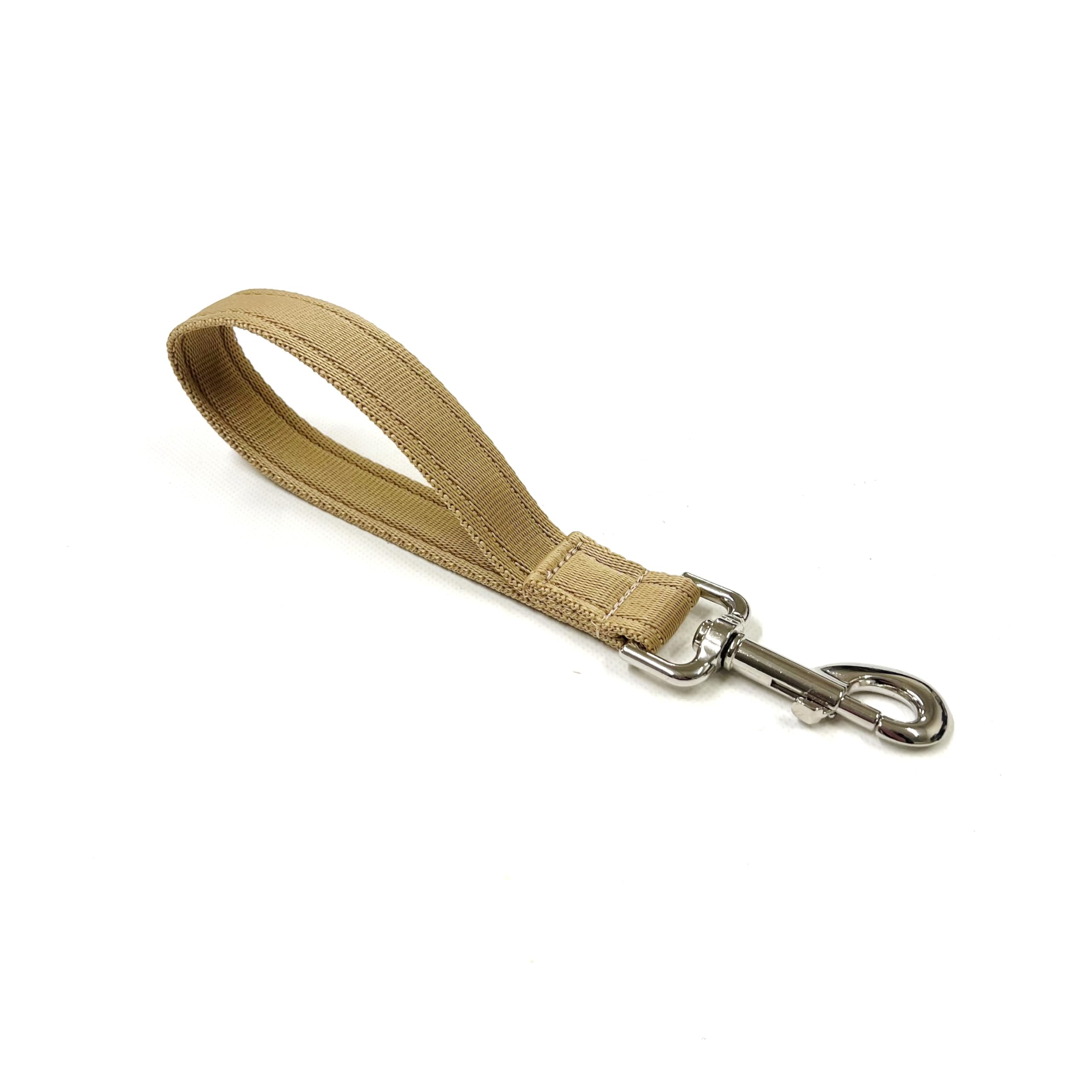 Short Close Control Dog Lead 10" And 13" Long Quick Grab Handle Training 25mm Cushion Webbing (Beige, 13 Inches)