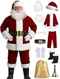 Men's Deluxe Santa Suit 11pc. Christmas Adult Professional Santa Claus Outfit Xmas