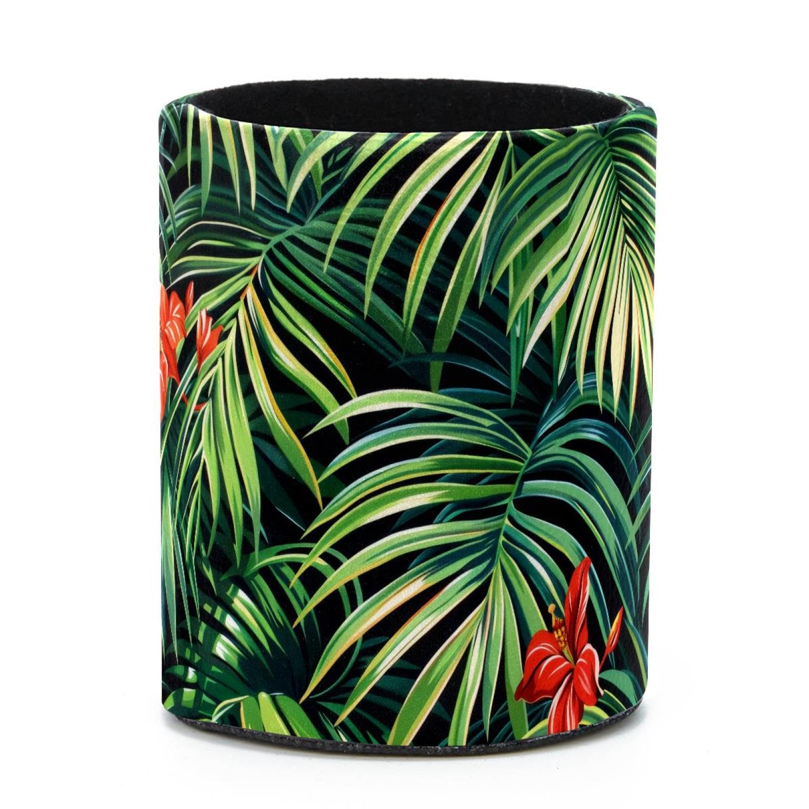 VAPOKF Round Pencil Holders for Desk, Tropical Palm Pen Holders Pen Pot Makeup Brushes Storage Desktop Stationery Supplies Organiser for Home Office