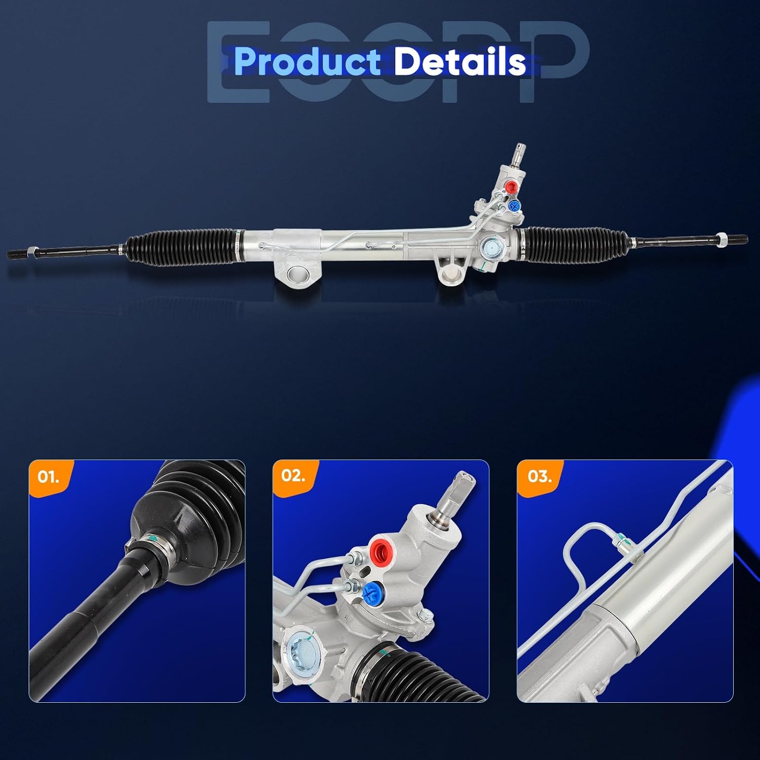 ECCPP Complete Power Steering Rack and Pinion Assembly + 2* Tie Rod Ends Fit Fit For Dodge Ram 1500 2002-2006 For Dodge Ram 2500 2002-2006 For Dodge Ram 3500 2002-2006 26-2141 97-2141 262141