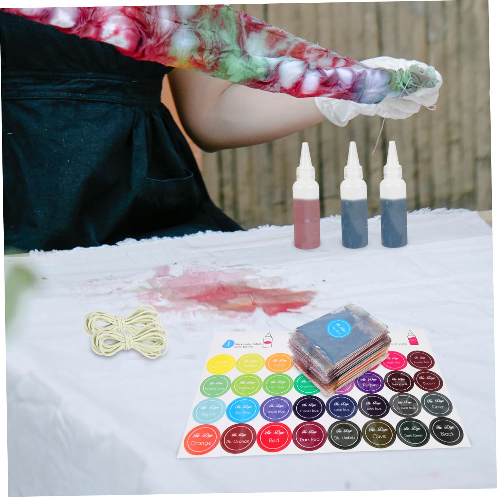 STOBOK Kit per Tintura Tie-dye in Polvere 24 Colori, Set per Tintura Tessuti Coloranti per Scarpe, Abbigliamento e Sciarpe, per Ragazzo Ragazza e Adulti
