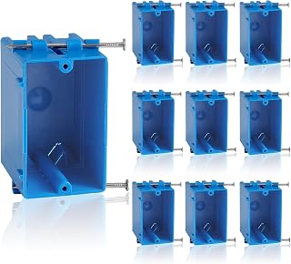 ANKYLHUA 10-Pack 1-Gang New Work Electrical Boxes - 18 Cu In Blue PVC Nail Outlet Boxes for Switches & Outlets