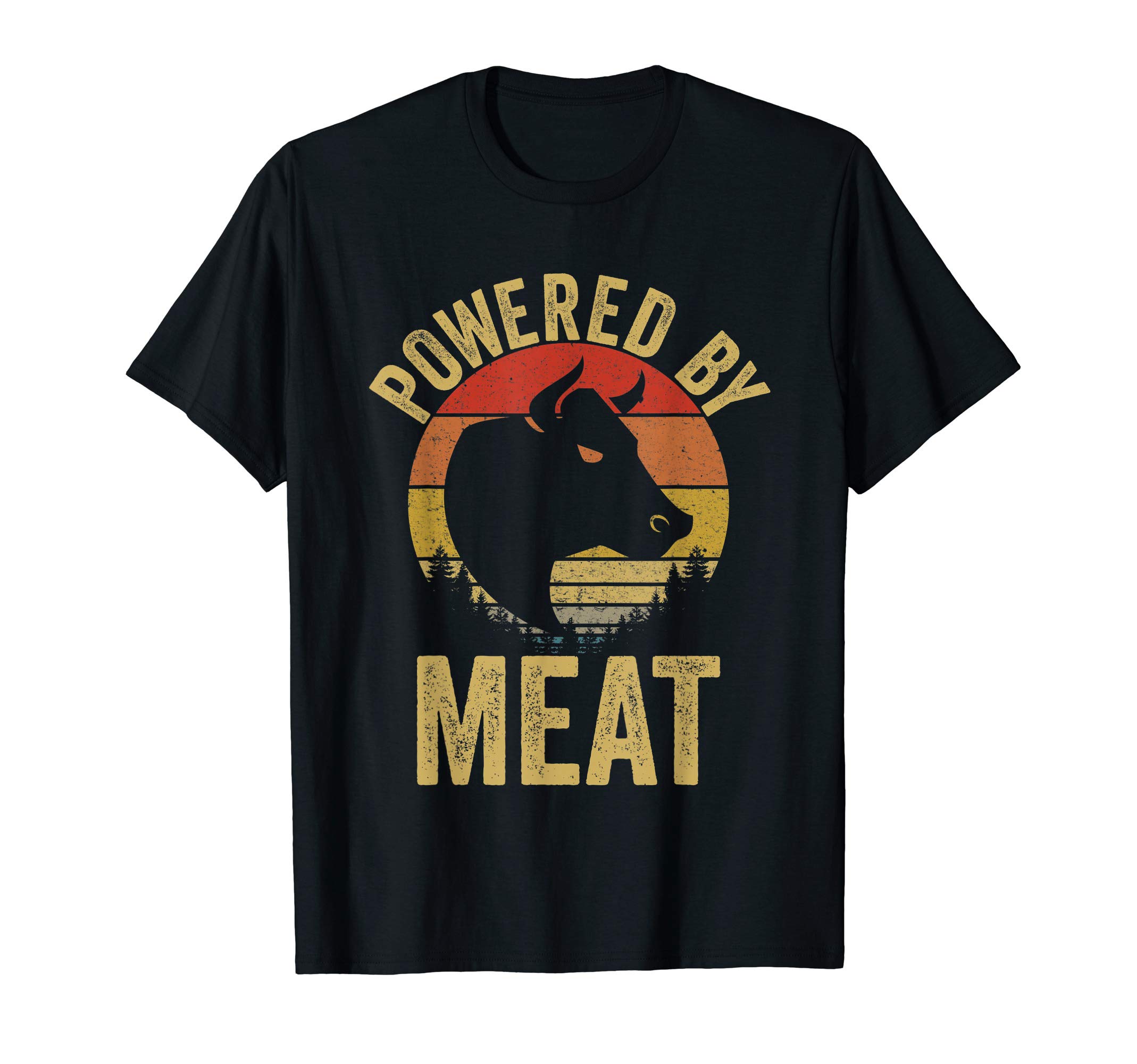 Meat Eater Gifts Ka.Vintage Powered By Meat Carnivore Meat Eater T-ShirtOEKO-TEX STANDARD 100