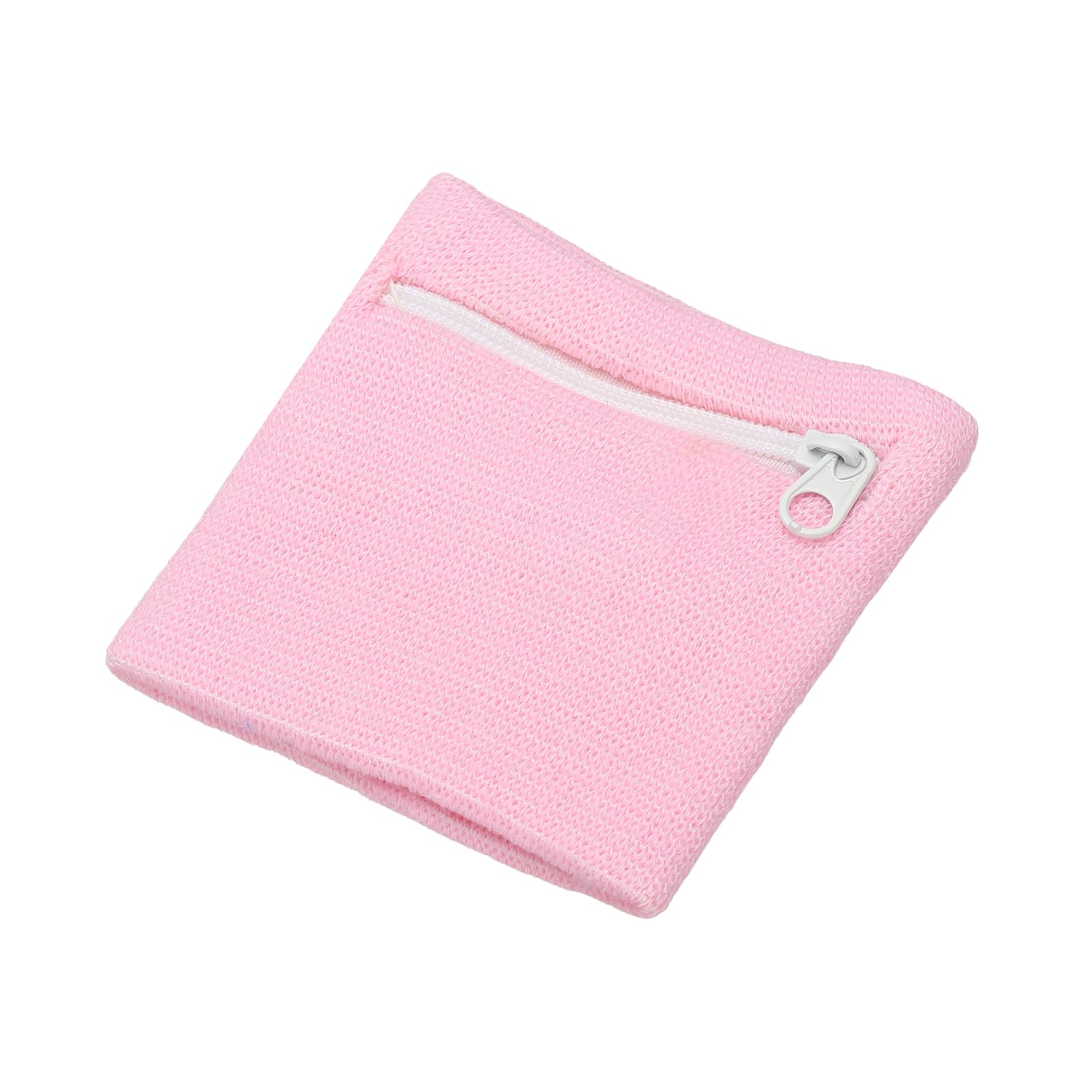 YELARXI Wrist Wallet Wristband with Zipper, Cotton Wrist SweatBands Sports Absorb Sweat Wristbands Pouch Breathable Band & Pink -Fitting for Storage Key Card/Running/Basketball