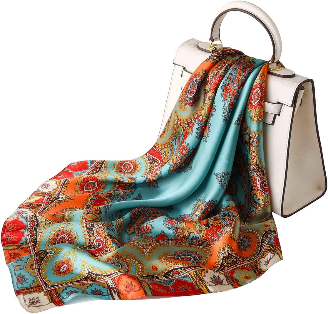 100% Pure Mulberry Silk Square Scarf-27''x27"Lightweight Hair Scarves Headscarf Night Sleeping with Gift Packed - Image 4