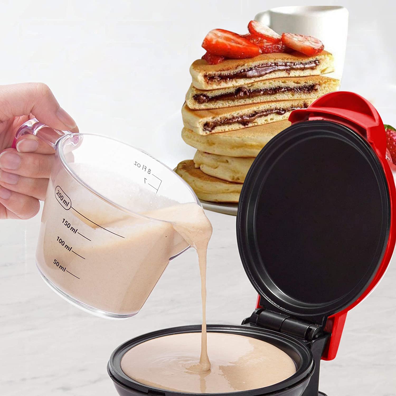 Amazon.com: Mini Waffle maker, electric griddle，for Individual Arepa，  Cookies, Pancake，Eggs & other on the go Breakfast, Lunch & Snacks, with  Indicator Light ,Red: Home & Kitchen