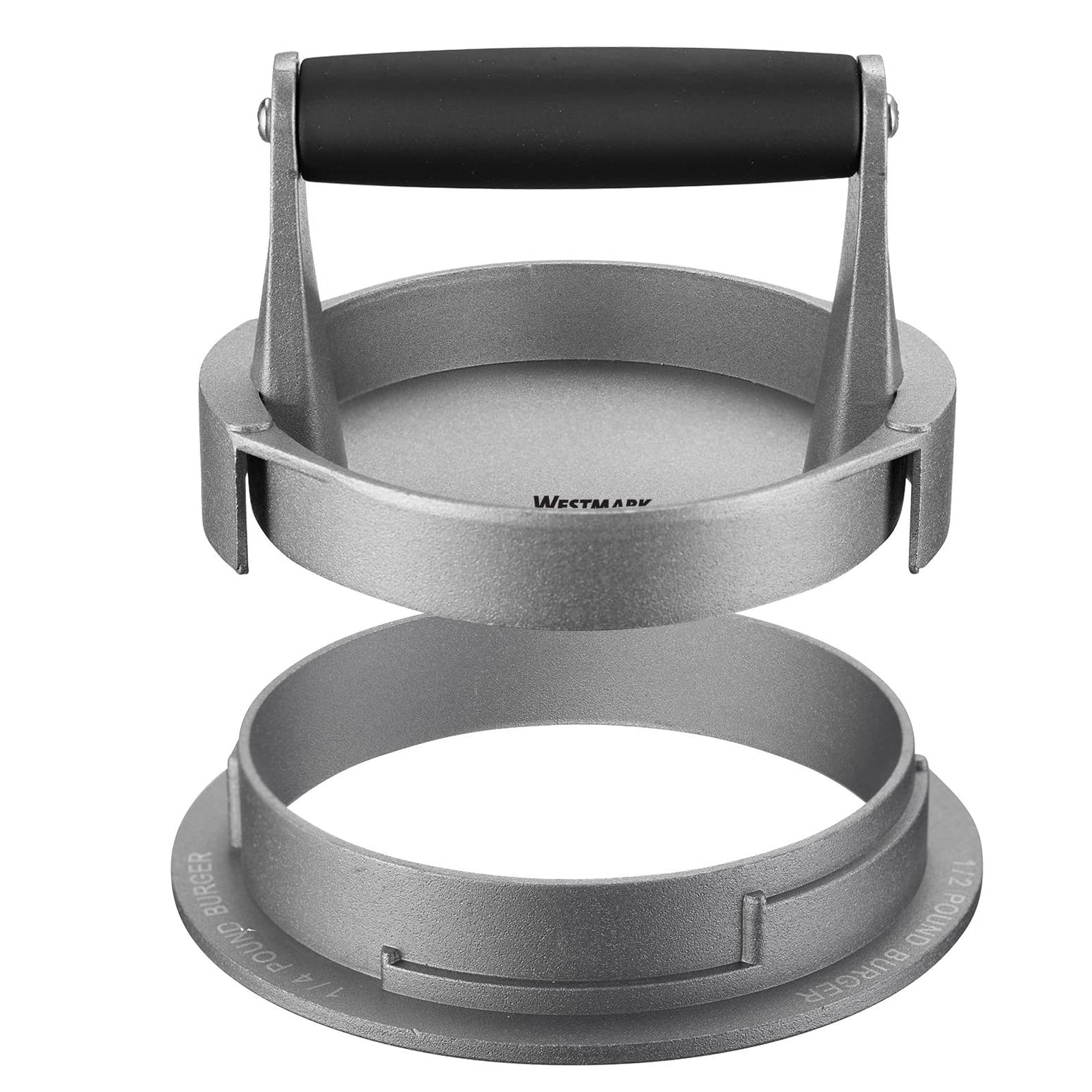 Westmark Hamburgermaker, regolabile per 3 diverse dimensioni Patty: 1/4 libbre, 1/3 libbre e 1/2 libbre, alluminio/plastica, Vario, argento/nero, 62252260