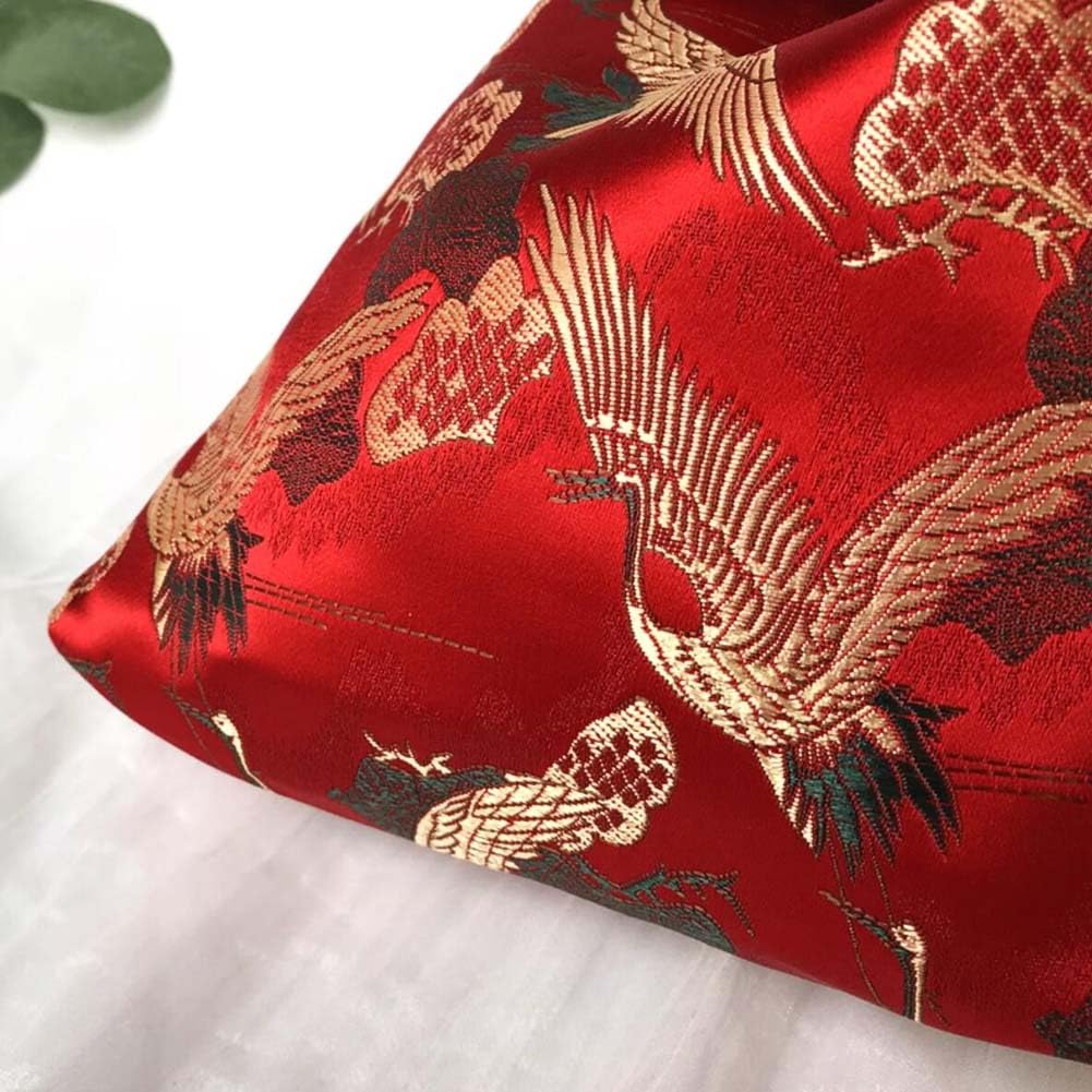 FANCYPUMPKIN Vintage giapponese Yukata Kimono Crane Handbag Wristlet Bag Piccolo Coin Bag Tote Handle Bag Knot Pouch per le donne