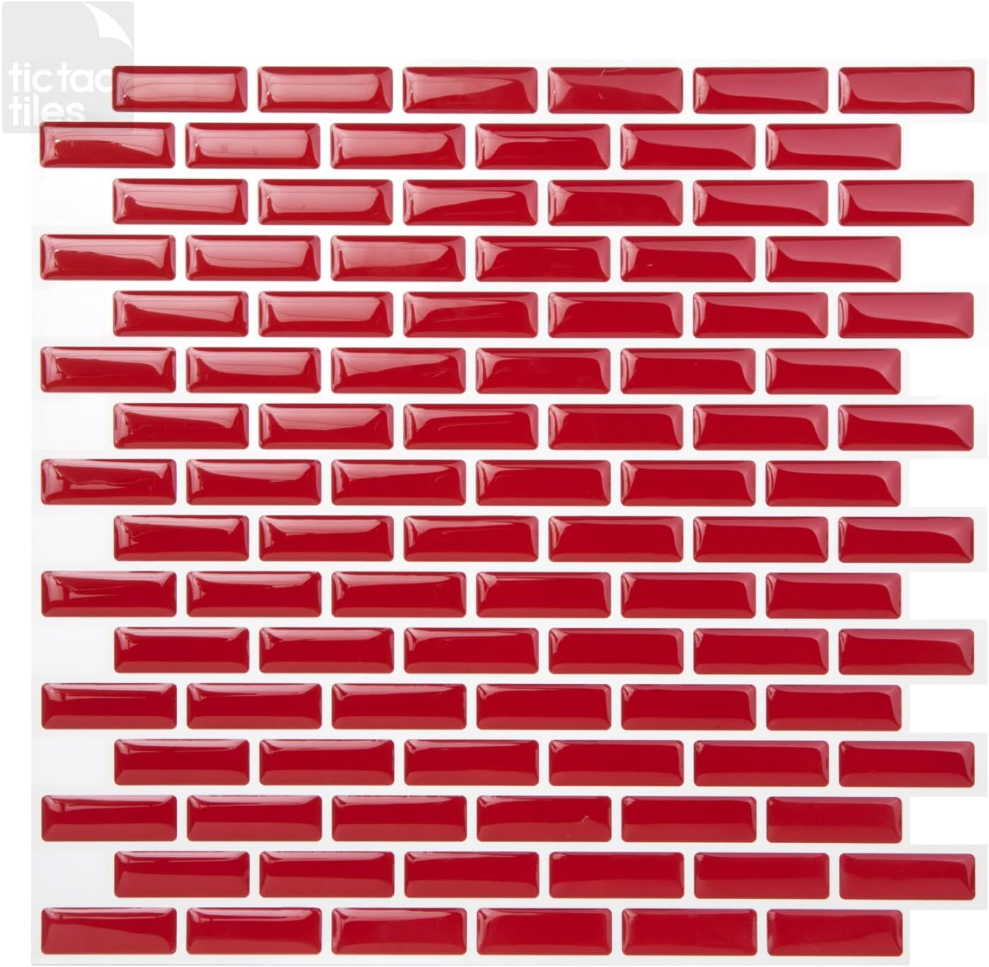 Tic Tac Tiles Peel and Stick Self Adhesive Removable Stick On Kitchen Backsplash Bathroom 3D Wall Sticker Wallpaper Tiles in Como Designs (Brick Rosered) (5 Sheet)