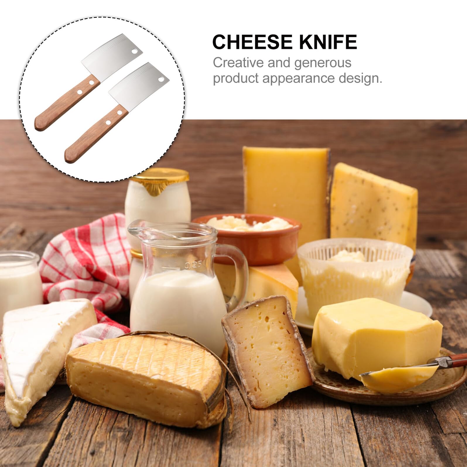 Couteau à Beurre Fromage Lot de 2 en Acier Inoxydable Bois