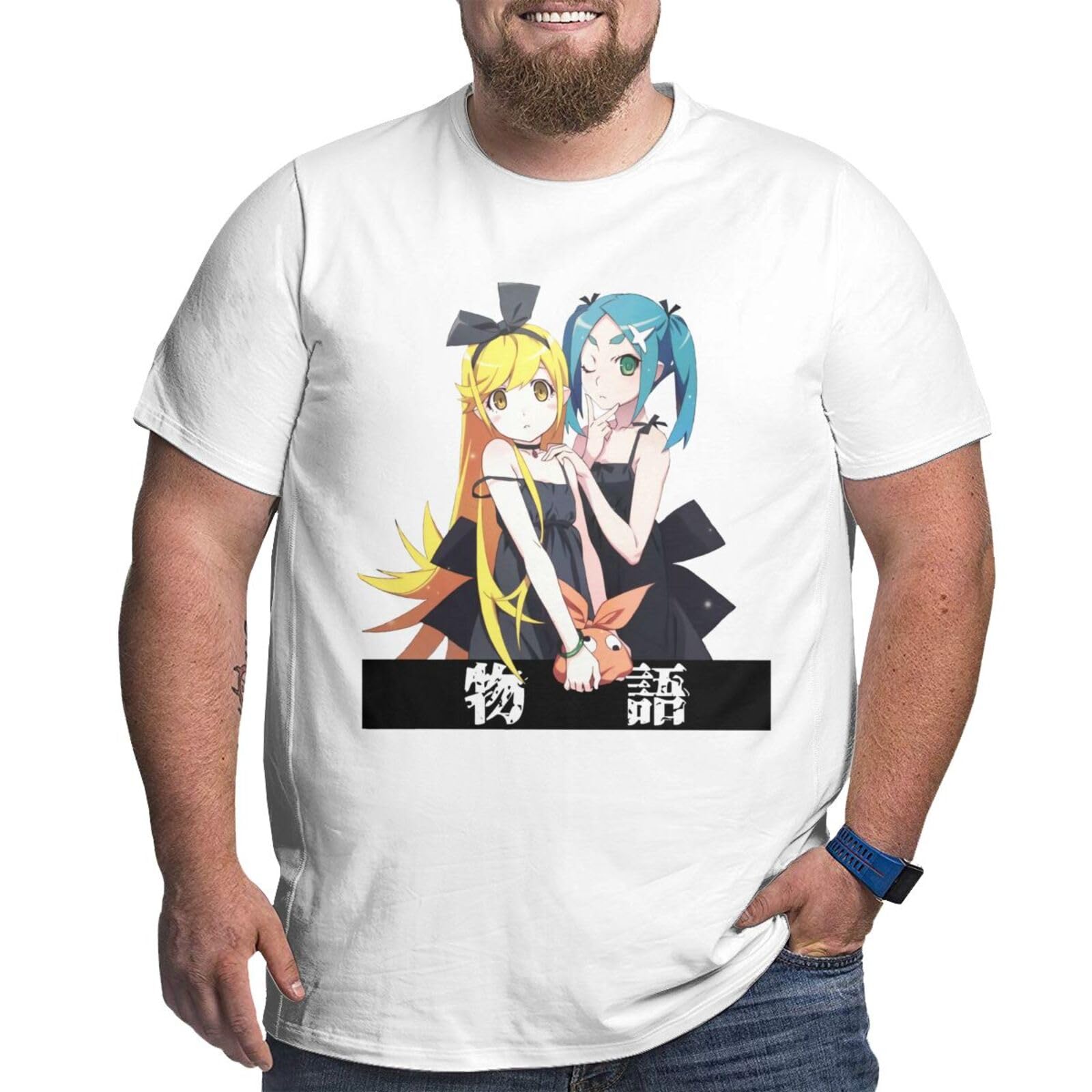 Monogatari Series Big Size T Shirt Men'S Summer Loose O-Neck Tee Casual Short Sleeve Clothes