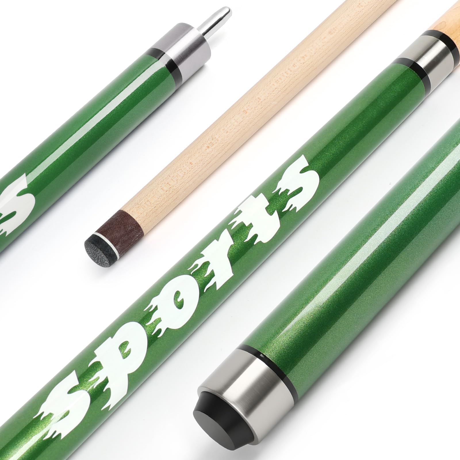 “Sports” Series Jump Break Cue 2-in-1 , 25 Oz Break Cue with 14mm Fiberglass Tip ,Professional 58” Jump Cue Stick Set with Billiards Gloves and Chalks for Powerful Breaking and Skillful Jumping.