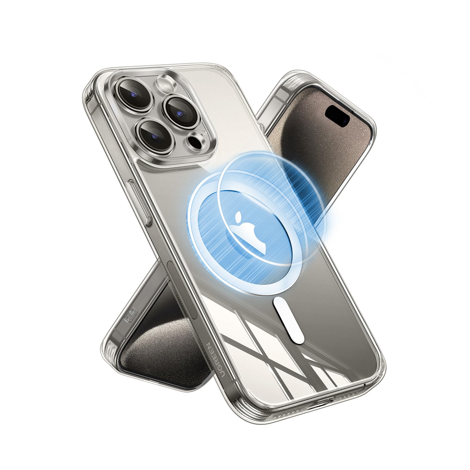 UGREENiPhone 15 Pro Case MagSafe (MagU), Revolutionary iCrystal Tech Clear Cover, MIL-Grade Protection, Anti-Scratch, Camera Protective, Magnetic Transparent Slim iPhone 15 Pro 6.1" Accessories