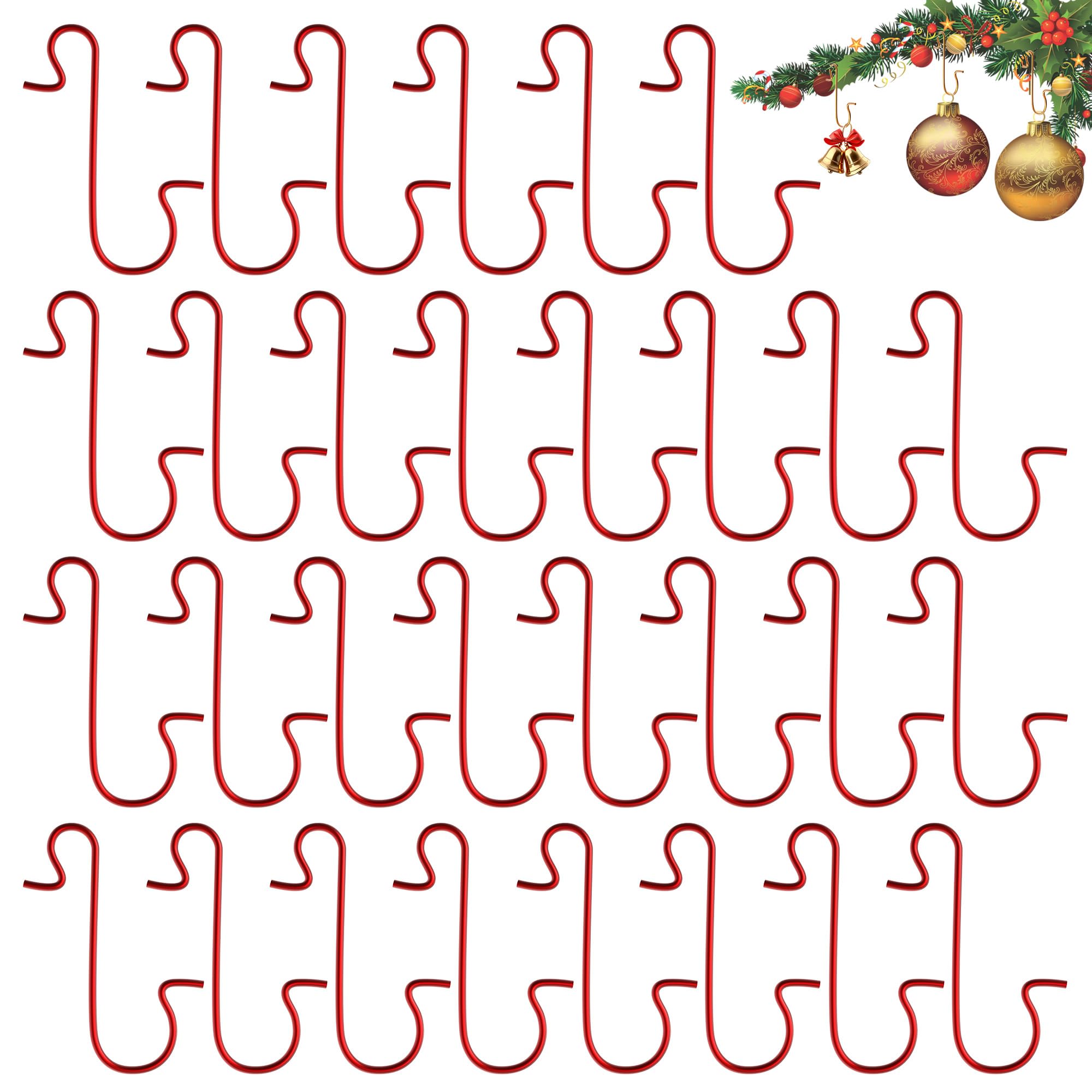 Ornament Hooks, 100 Pcs Christmas Ornament Hooks, Ornament Hangers, Ornament Hook for Christmas Trees, Metal Wire Essential Ornaments Hooks Anchors for Xmas Tree Decorations Hanging Party Decor, Red