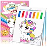 Paint with Water Coloring Books for Kids, Mess Free Watercolor Paint Sets with 2 Premium Brushes, Arts and Crafts Birthday Gift for Kids Age 3-5 4-8, Travel Activities Toy (Unicorn)