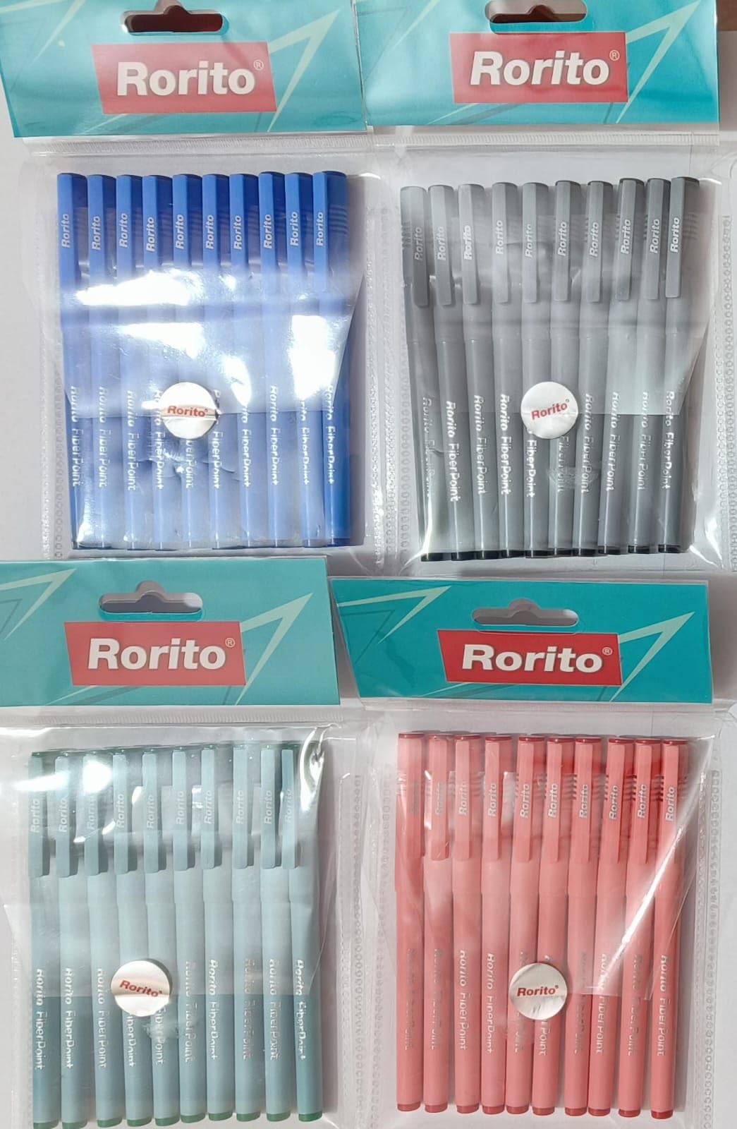 Rorito Fiberpoint Fiber Tip Gel Pen 10 Blue 10 Black 10 Red 10 Green Pack of 40 Pens-image-45