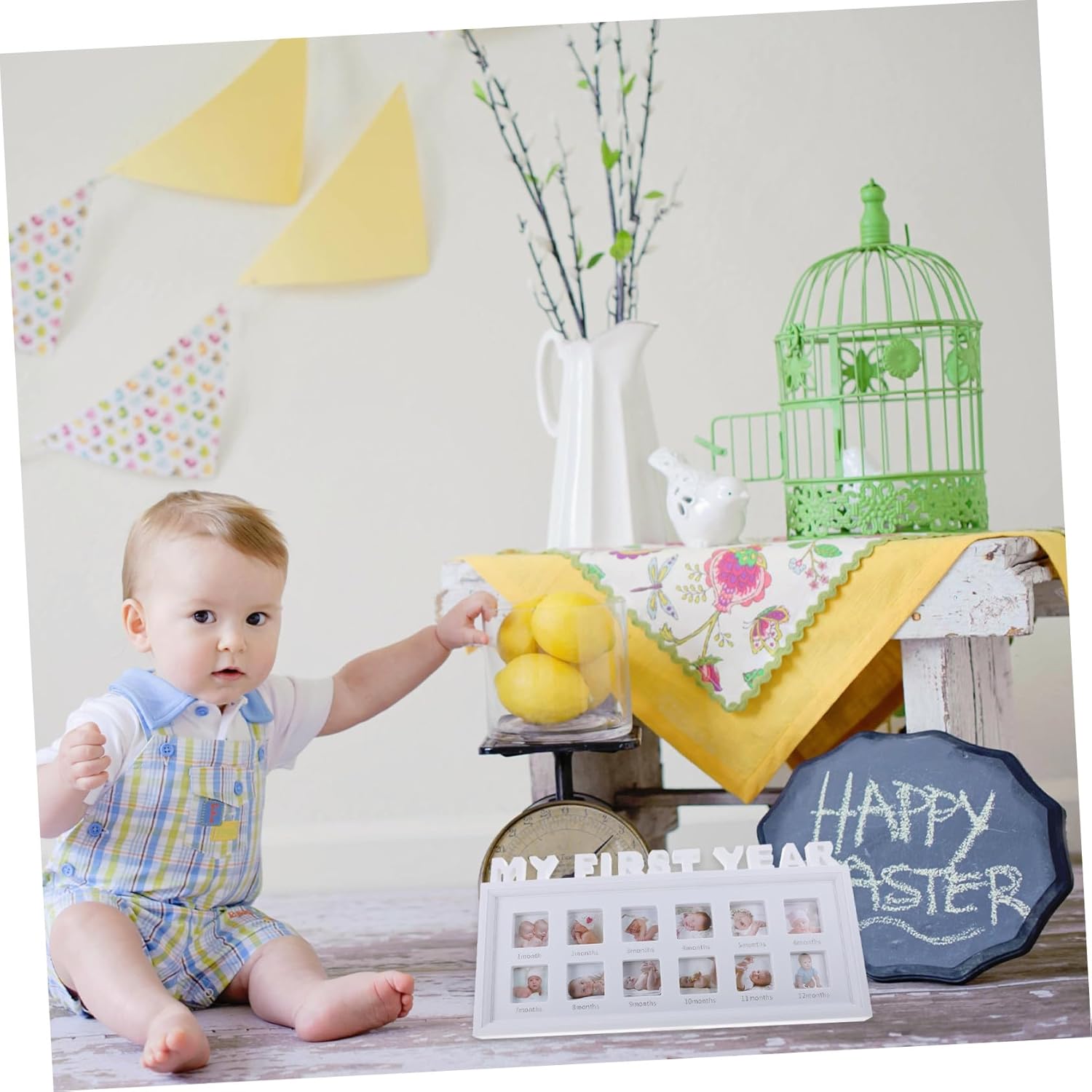 minkissy Photo Frame Collage Month Keepsake for Newborns Durable White Picture Holder for Nursery