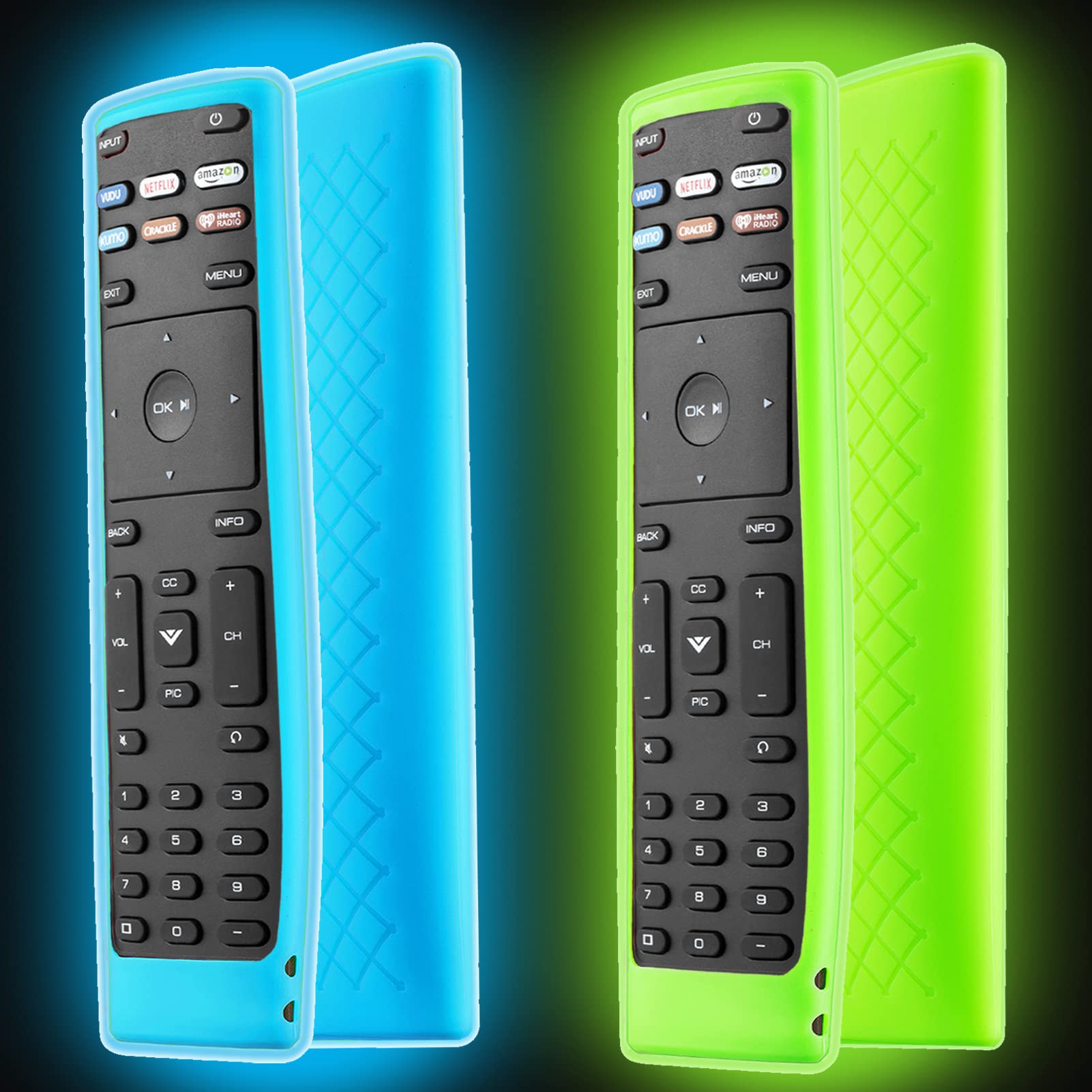 Paquete de 2 fundas para mando de TV Vizio, funda de silicona para control remoto Vizio XRT136 LCD LED TV, funda para mando a distancia de TV inteligente, funda que brilla en la oscuridad