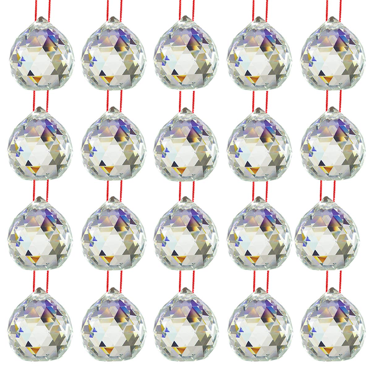 Reiki Crystal Products Vastu Crystal Hanging Ball Sun Catcher Ball Prism Rainbow Ball Sunlight Catcher Glass Ball for Good Luck Positivity Home Decor Crystal Ball with Red Thread Pack 0f 20 pc-image-34