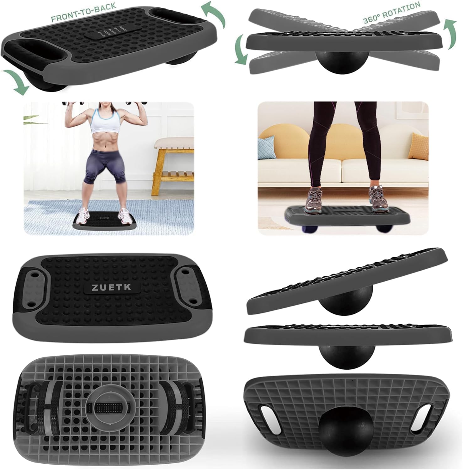 4-In-1 Balance Board and Stepper Exercise Platform - Aerobic Step Adjustable Home Workout Slant Board, Non Slip Soft cushion - With Home Workout Suggestions