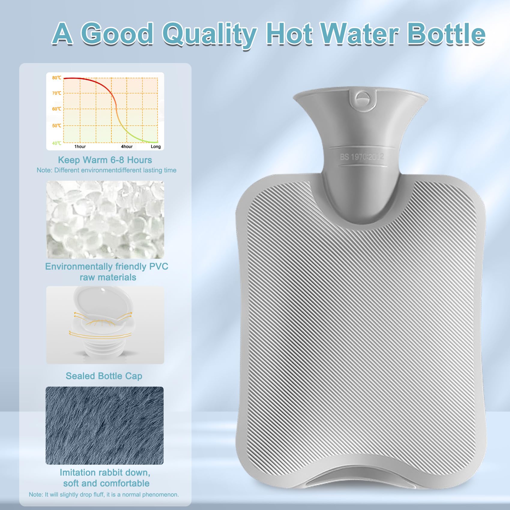 Calienta Pies Bolsa De Agua Caliente 2L, Sentasi Calentador De Pies Sin Electricidad Longitud 36cm, Calientapies Para Hombre/Mujer