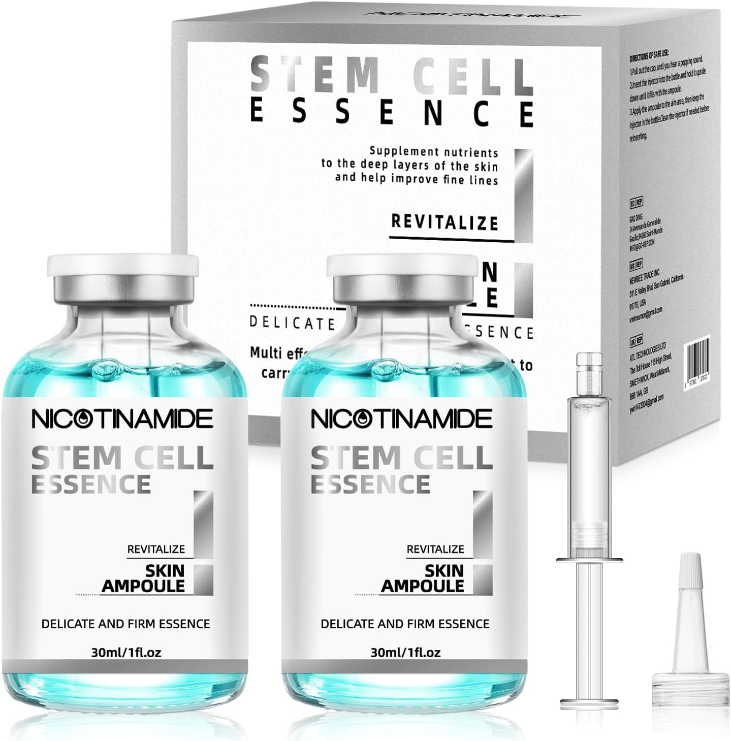 Stem Cell Serum for Face, Microneedling Serum Ampoule for Anti-Aging, Wrinkle & Scar Removal, Hydrating Facial Serum