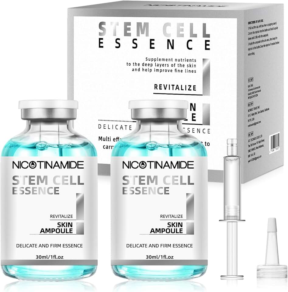 Sérum de células-tronco para rosto, 2 unidades de ampola de soro microagulhamento para antienvelhecimento, ajuda a reduzir a aparência de rugas e cicatrizes, soro facial hidratante para usar com e sem