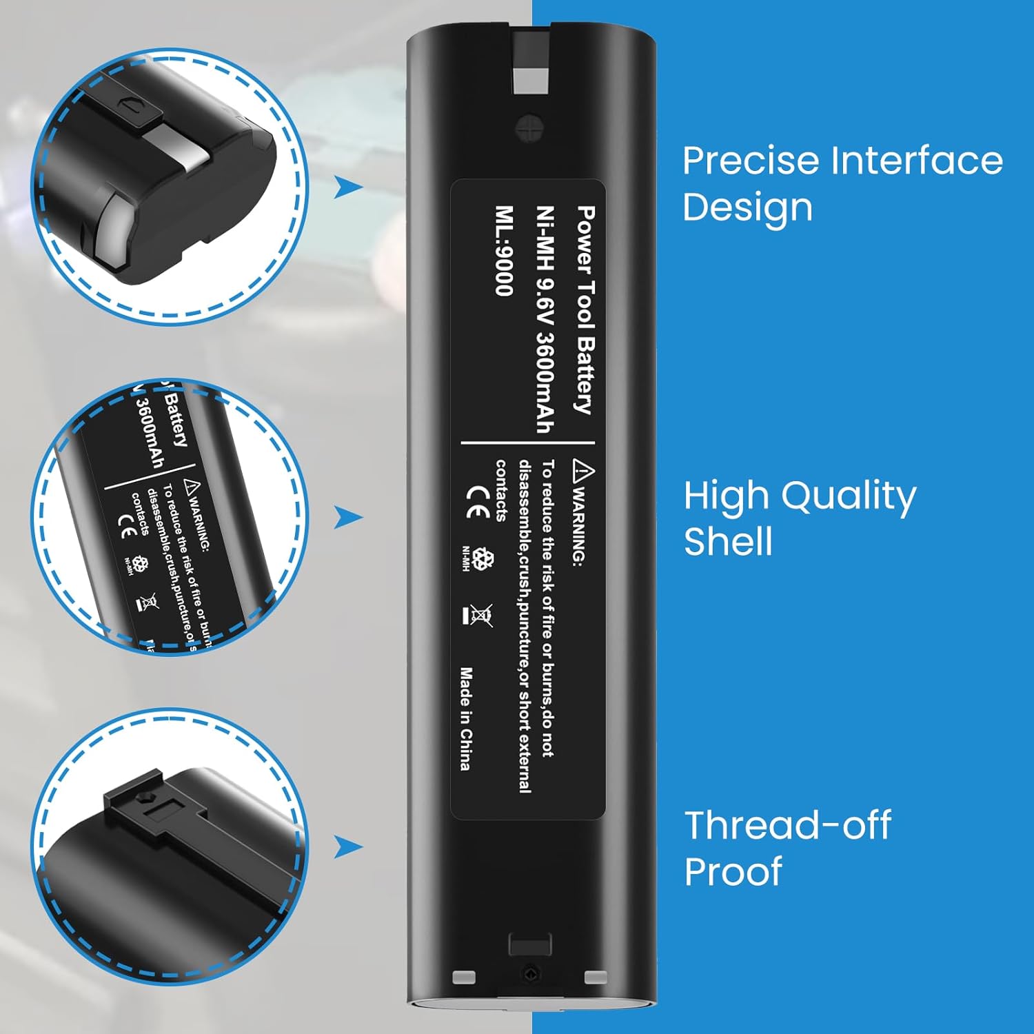 2Pack 3.6Ah Replacement for 9000 Battery Compatible with 9.6V Makita Ni-Mh Battery 9001 9002 9033 9600 193890-9 192696-2 632007-4 Cordless Power Tools