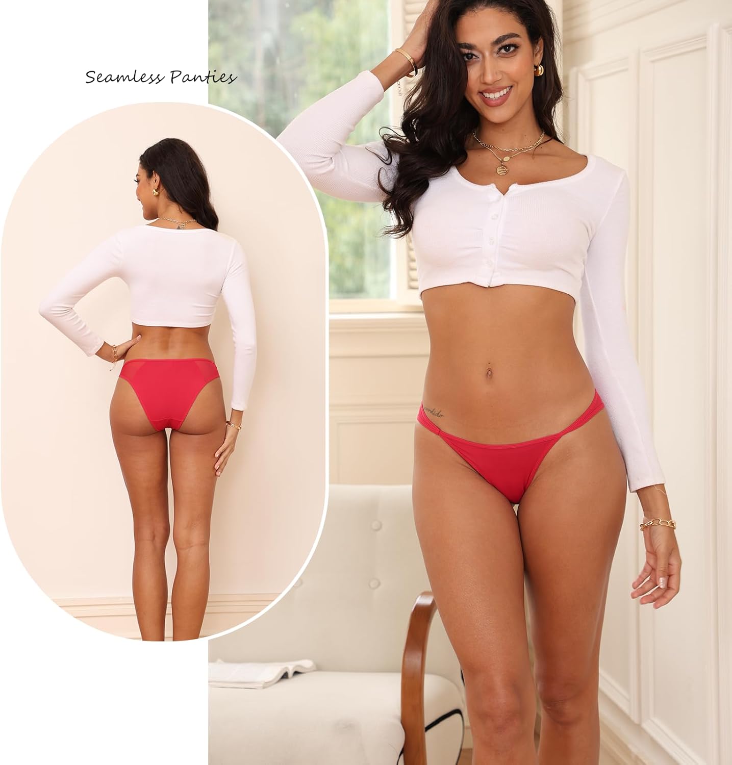 5 Pack Seamless Underwear for Women No Show Hipster Breathable Bikini Mesh splicing Invisibles Cheeky Panties - Image 4