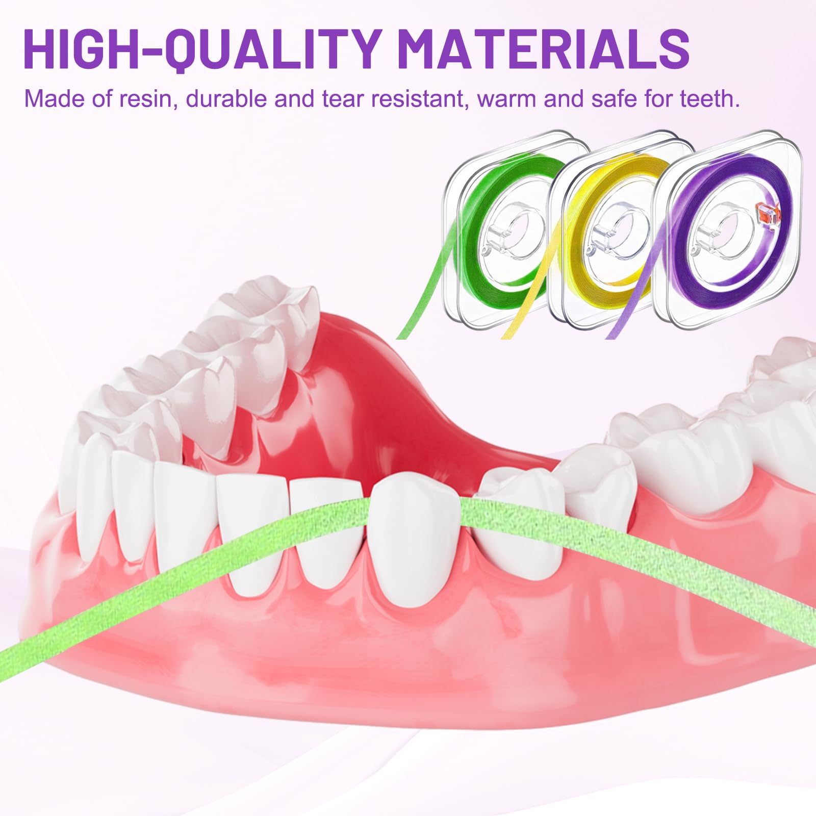 3 strisce di lucidatura dentale, carta di vetro dentale per spazi interdentali (20μm, 30μm, 50μm), strisce abrasive per la rimozione di placca e tartaro (4 mm x 6 m)