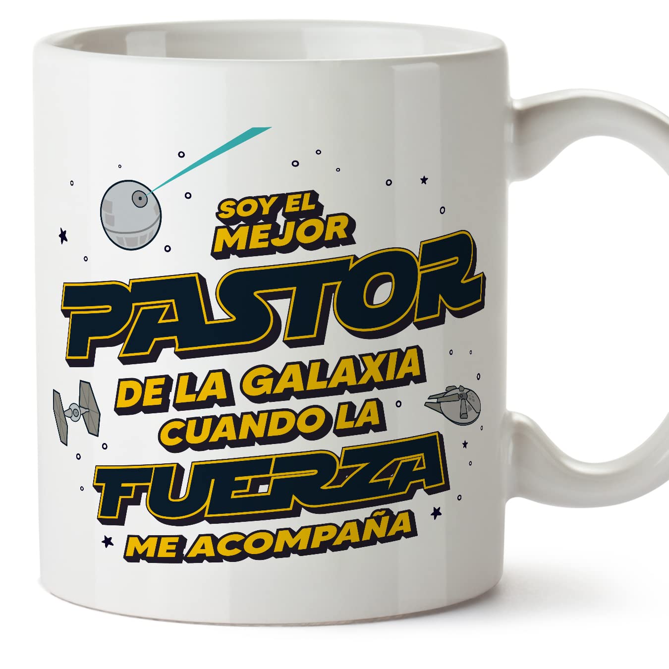 MUGFFINS Tazas para JEFE hombre - En Español - Mejor de la Galaxia Cuando Fuerza me Acompaña - 11 oz / 330 ml - Regalo original y divertido — view 499
