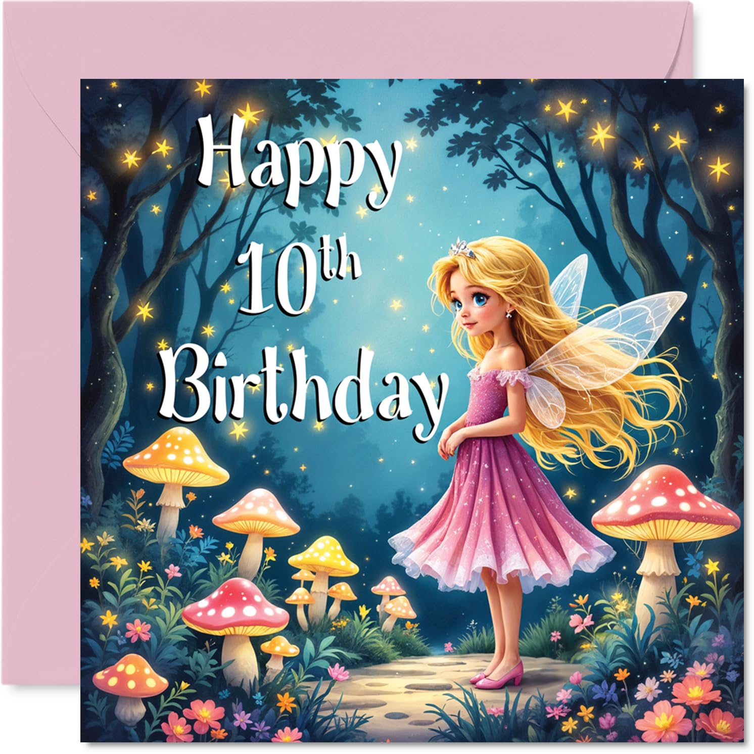 10th Birthday Cards for Girls, Fairy Garden