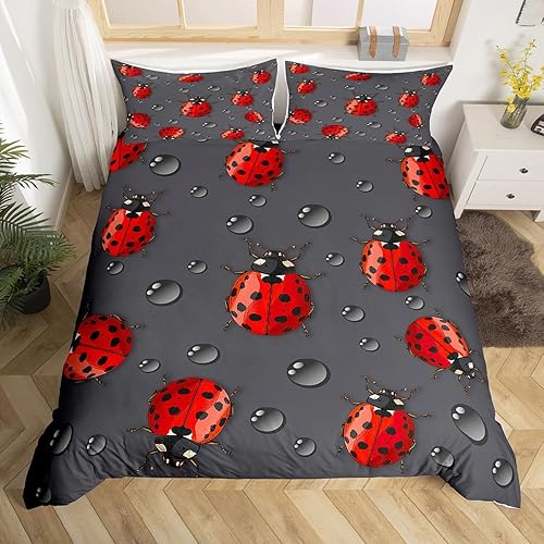Miniatura 9 de Erosebridal Juego de ropa de cama de escarabajos de acuarela, funda de edredón de reptiles coloridos para niños, adolescentes, niños y niñas, funda